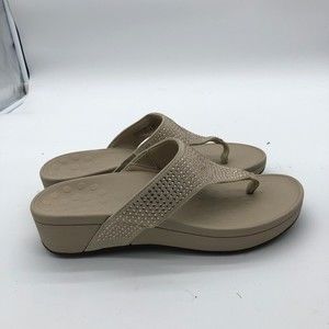 Vionic Pacific Naples Sandals Womens Beige 10 Rhinestone Orthotic Platform Shoes
